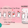 16 oz Libbey Glass Can Valentines Cats PNG